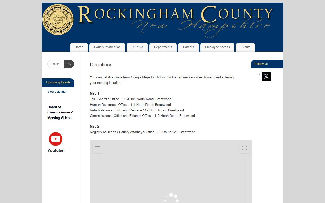 Rockingham County directions page for the Brentwood courthouse and county complex