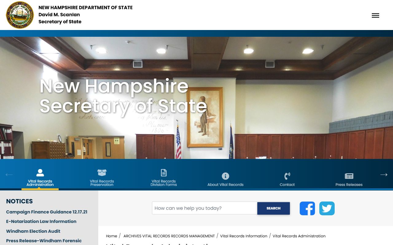 NH Division of Vital Records page for Rockingham County marriage and divorce certificates